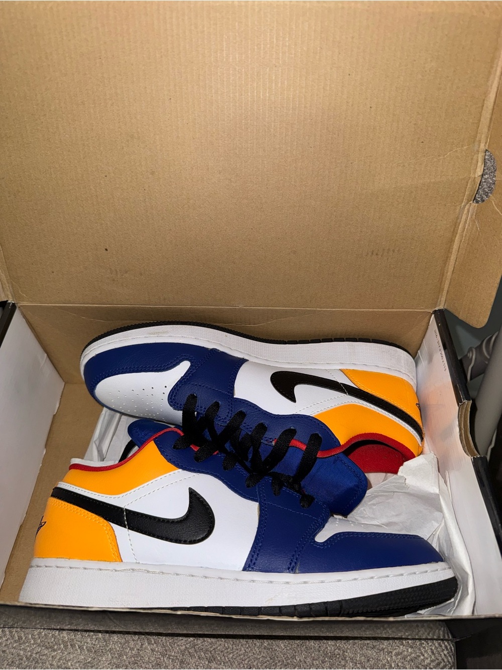 Men's Low-Top Athletic Sneakers in Blue, White & Yellow